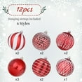 thumbnail image 5 of 12ct Christmas Ball Ornaments, 3.15 Inch Shatterproof Xmas Tree Decorations, Plastic Baubles for Holiday, Party, Wedding, or Home Decor, Red & White (80mm), 5 of 8