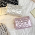 thumbnail image 3 of Portable Cute Large Capacity Multipurpose Love Bow Pattern Cosmetic Bag Sundries Storage Bag Travel Wash Makeup Bag Pencil Case SILVER GRID, 3 of 8