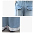 thumbnail image 6 of SELONE Girls Cargo Jeans Big Kids Wide Leg Jeans Belt Elastic Waist Denim Pants Vintage Casual Trousers with Pockets, 6 of 8