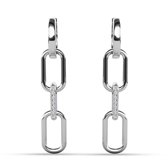 Cate & Chloe Brinlee 18k White Gold Plated Chain Dangle Earrings with Swarovski Crystals for Women