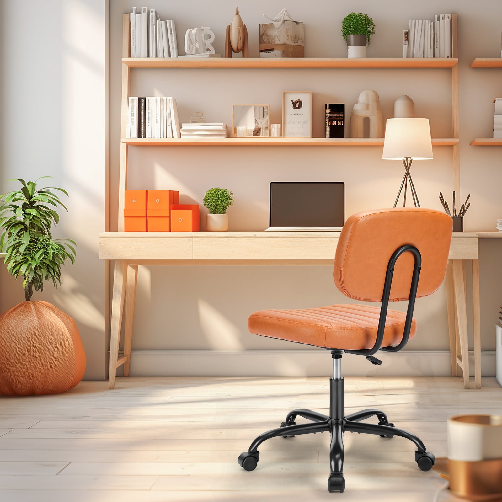 MAYEERTY Ergonomic Mid-Back Executive Office Chair Swivel Computer Desk Task Chair，Orange