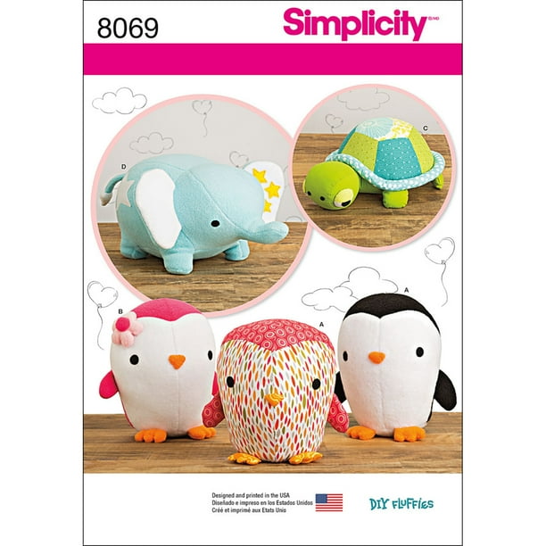 Simplicity Stuffed Penguins, Turtle & Elephant Pattern, 1 Each Simplicity Stuffed Penguins, Turtle & Elephant Pattern, 1 Each