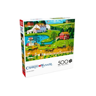 Buffalo Games Charles Wysocki Jolly Hill Farms 500-Piece Interlocking Jigsaw Puzzle for Adults Ages 14 