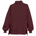 thumbnail image 5 of Jamsmile Women Sweatshirt Casual Neck Solid Color Sweatshirts Comfortable Tops Relaxed Fit Warm Knit Round Layering, 5 of 5