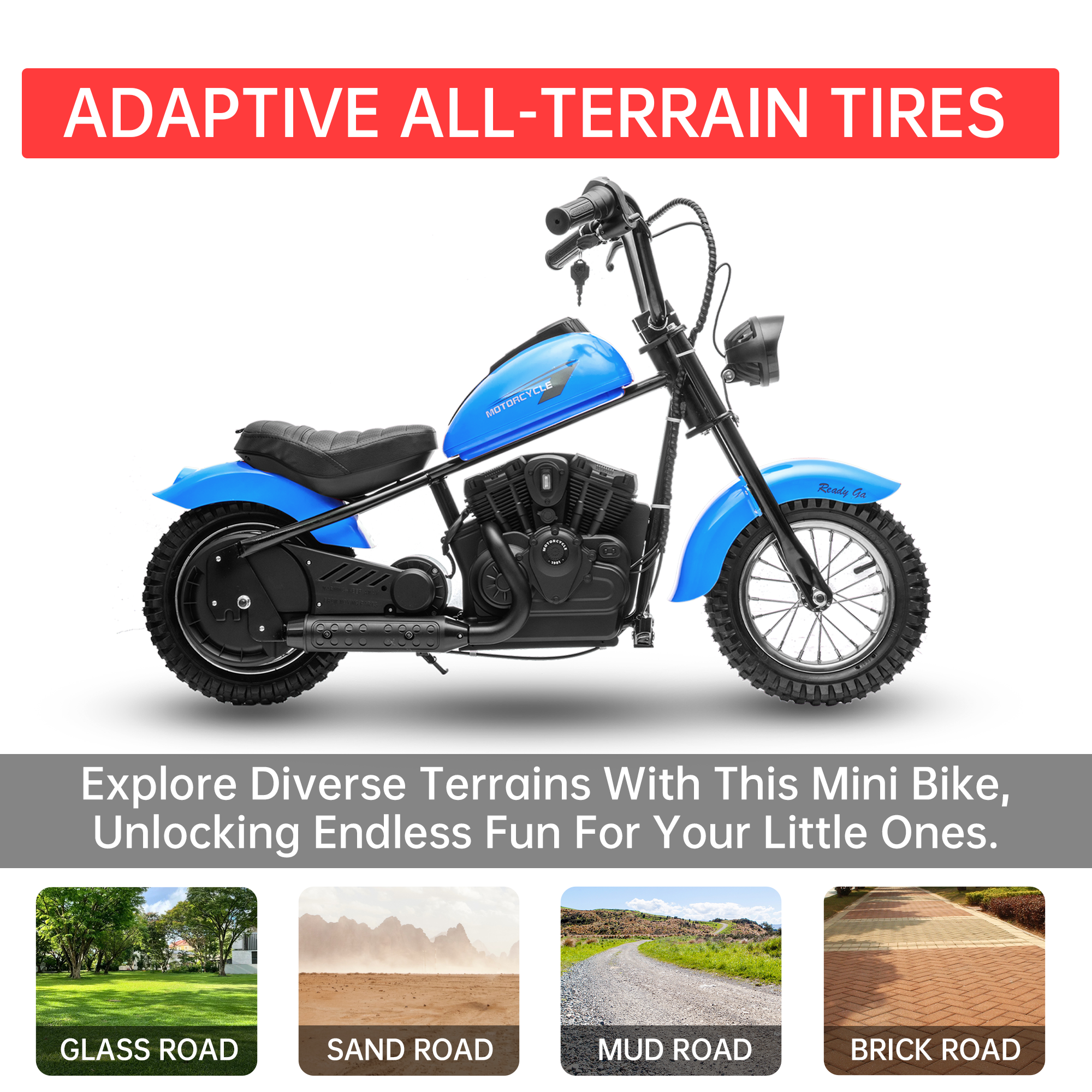 Garvee 24V Electric Dirt Bike with 250w Motor, 9AH Battery – Up to 14MPH, 60 Min Ride Time, Blue