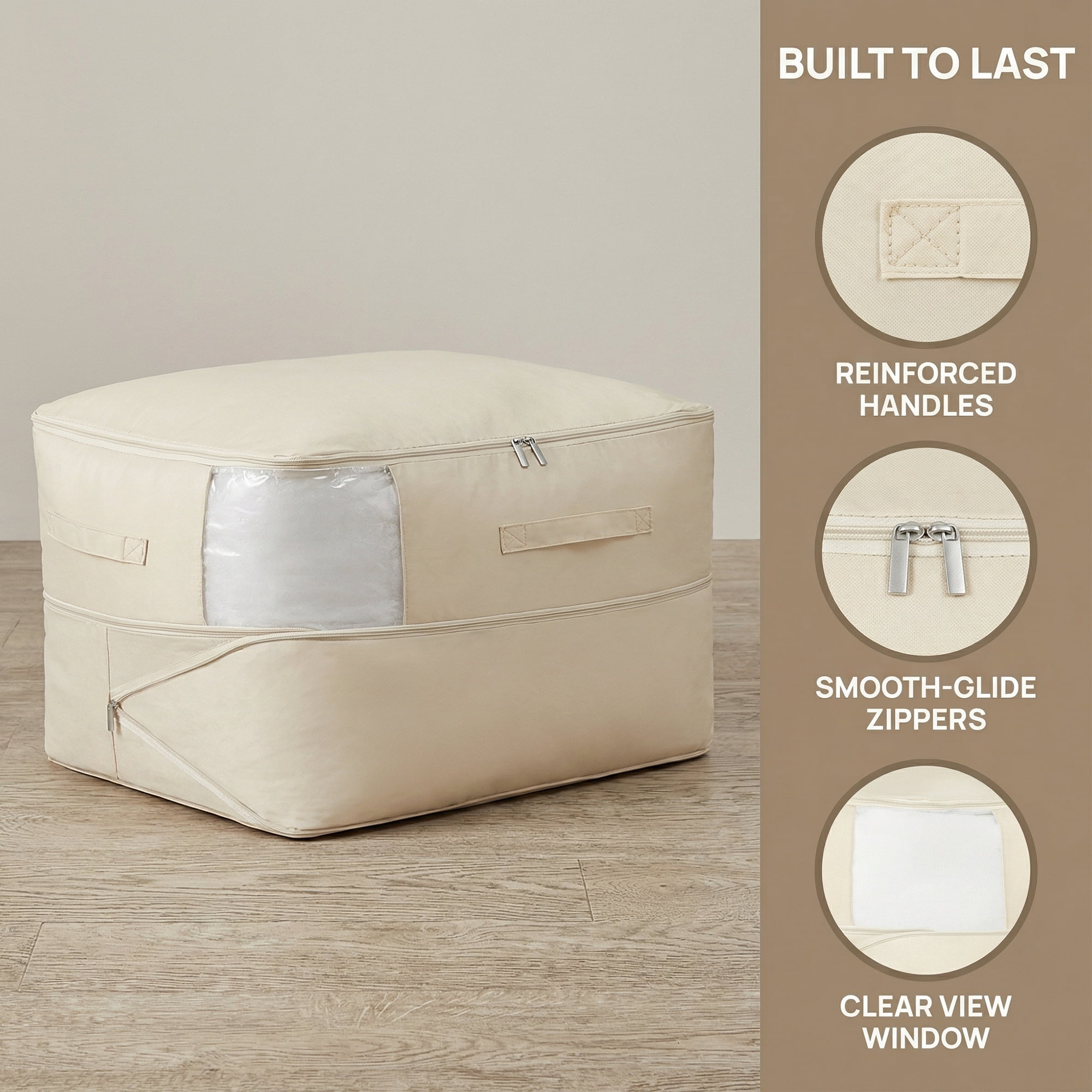 Unique Bargains 1Pc Clothes Expandable Storage Bag Beige 21.3*16.5*11.8in