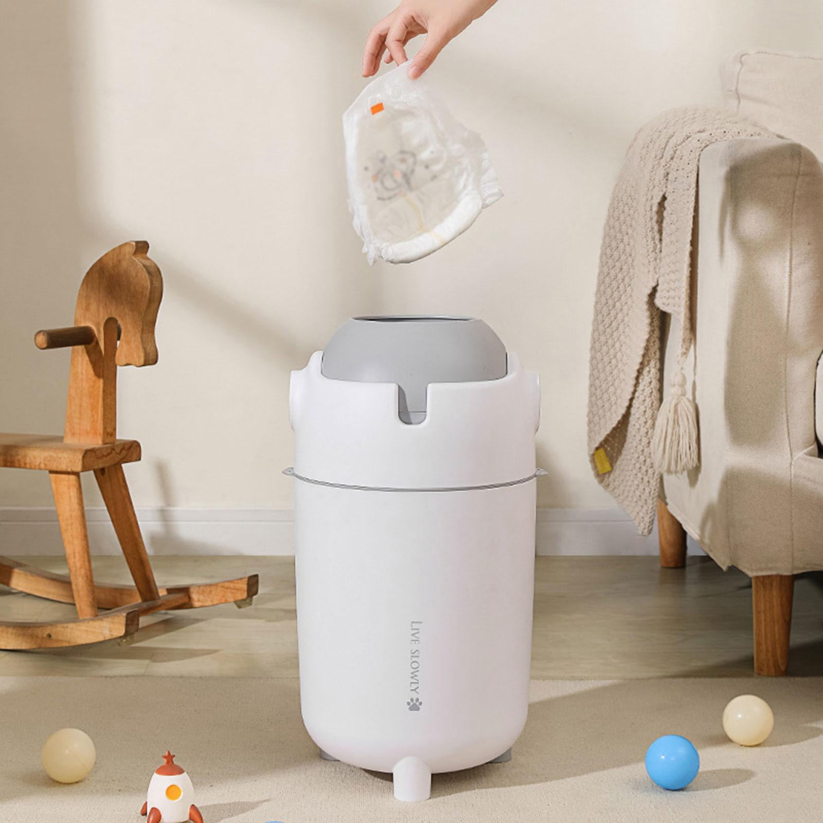 Fiocias Diaper Trash Can Garbage Bin Simple Dustbin Silent Opening Closing Waste Can for