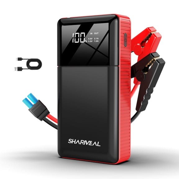 15000A Peak Car Battery Jump Starter, 12V Portable Emergency Jump Box with LED Digital Screen & Smart Protection Clips