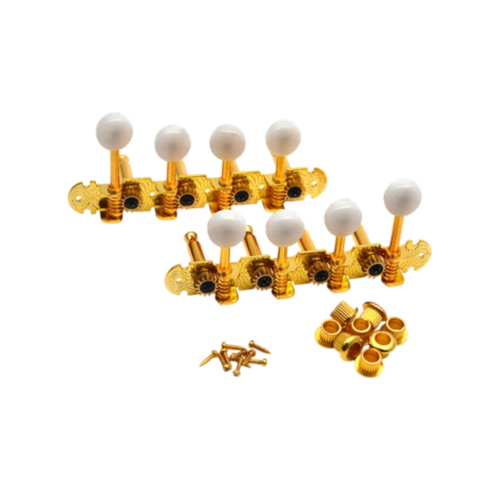 Dualoai 2 Pieces Mandolin Tuning Pegs Knobs Professional 4L 4R String Tuning Pegs Guitar Gold