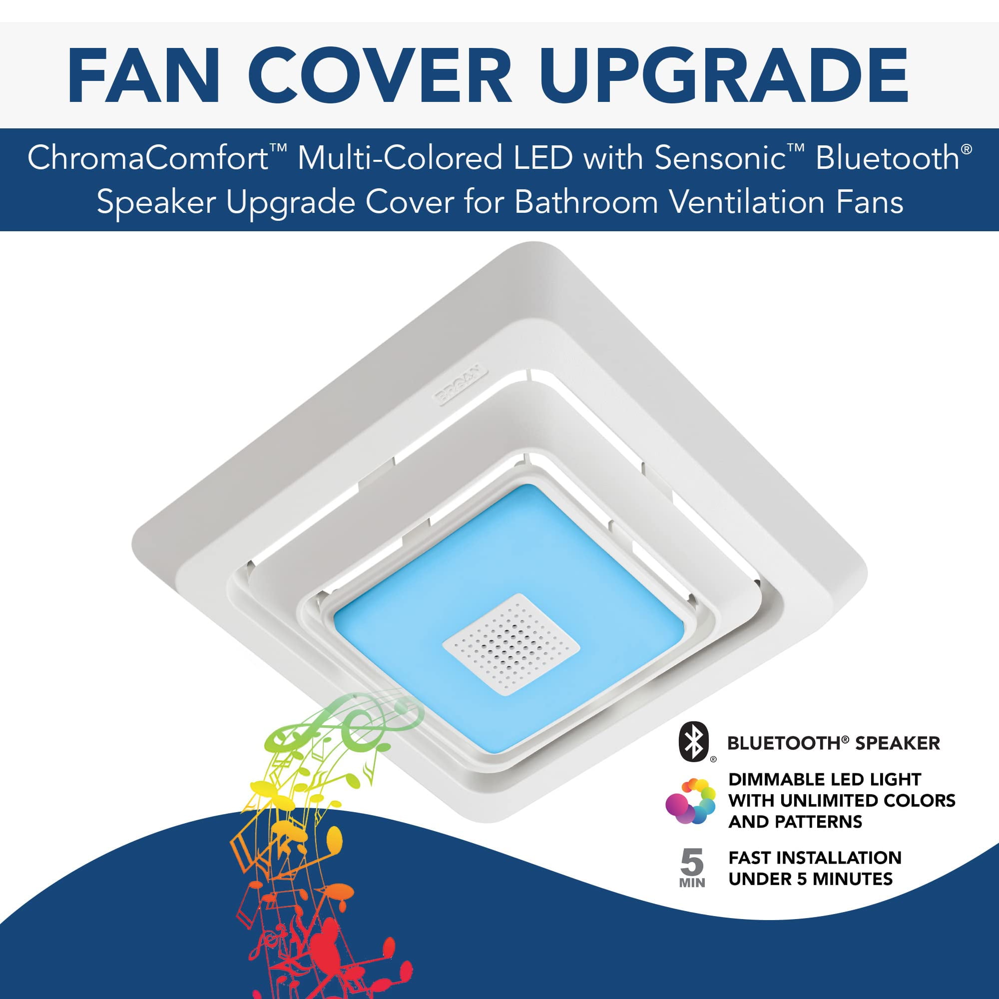 Broan Bluetooth Ceiling Mounted Ventilation Fan, White