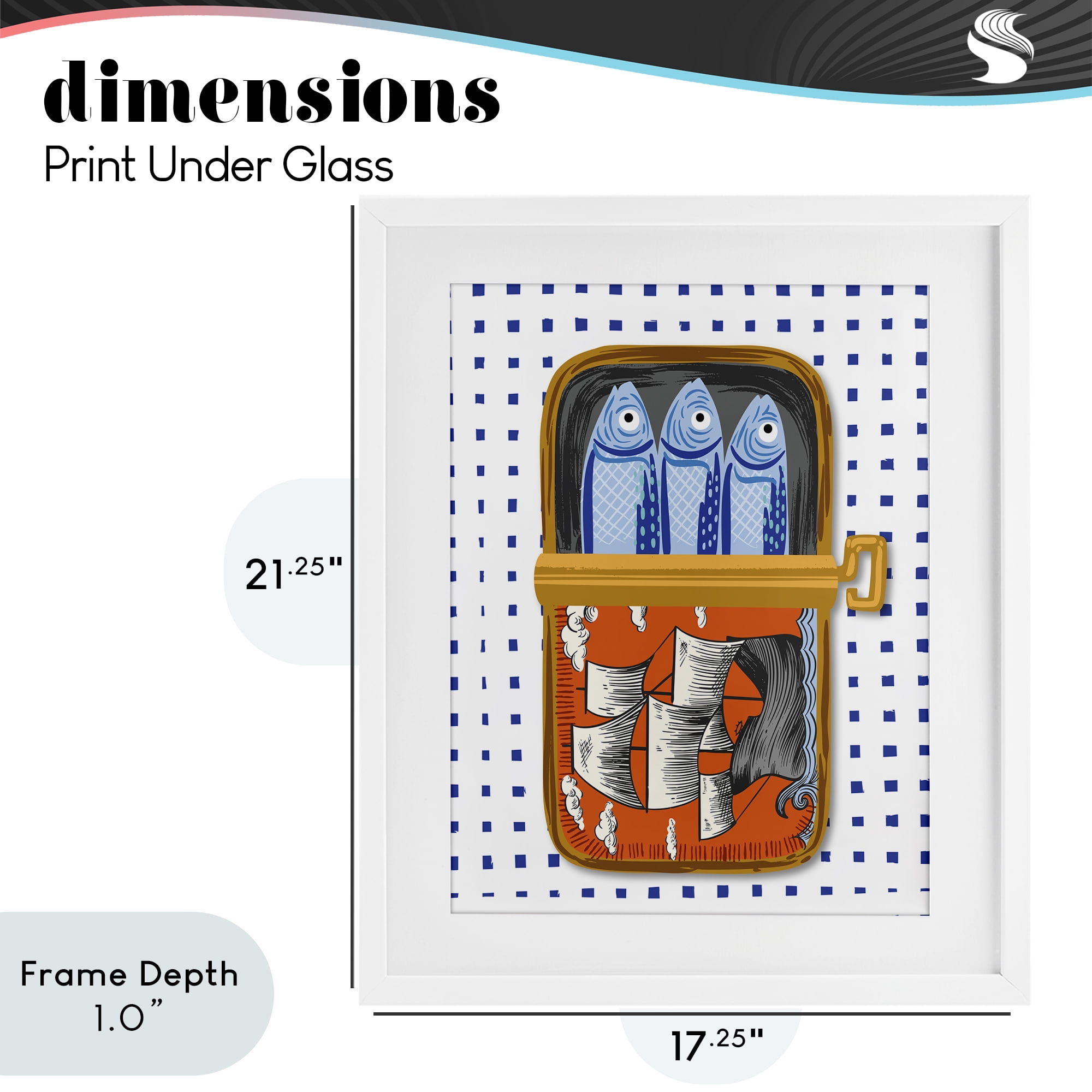 Stupell Industries Retro Nautical Sardines Tin White Framed Print Under Glass, design by Arrolynn Weiderhold