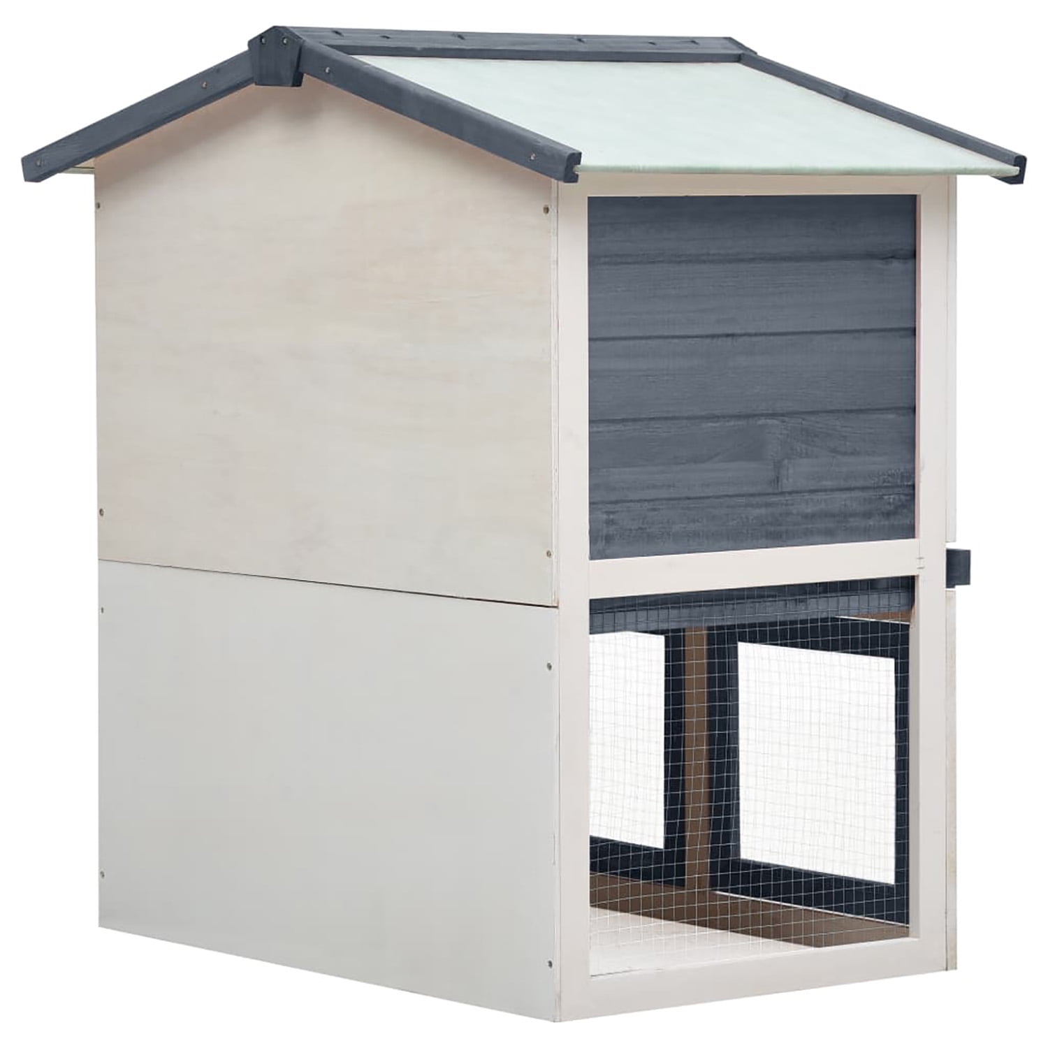 Pefilos 37" Outdoor Rabbit Hutch, Wooden Bunny House 3 Doors Small Animal Pet Cage, Gray Pefilos 37" Outdoor Rabbit Hutch, Wooden Bunny House 3 Doors Small Animal Pet Cage, Gray