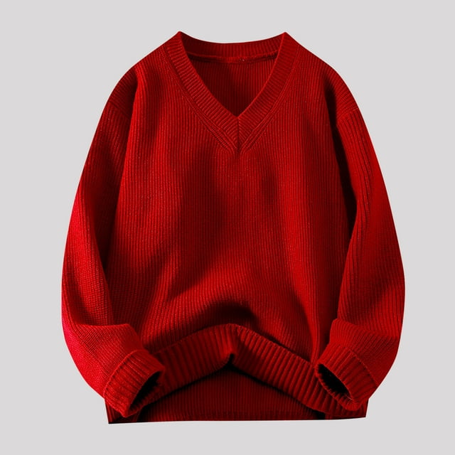 RKSTN Chandails pour Hommes Chandail à Col en V Tricoté Décontracté à Manches Longues Ajusté Mode Automne