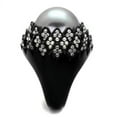 thumbnail image 4 of IP Black(Ion Plating) Stainless Steel Ring with Synthetic Pearl in Gray for Women Gray Stone Color Style TK2483 Size 10, 4 of 4