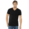 thumbnail image 5 of Bella + Canvas V-Neck Short Sleeve Tee for Men, Black Heather Triblend Shirt, 2XL, 5 of 5