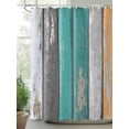 thumbnail image 2 of Coastal Style Shower Curtain, Vintage Green Brown Stripe Wood Grain Waterproof Shower Curtain Set with 12 Hooks Lightweight Washable Fabric Shower Curtains for Bathroom 36x72 Inches, 2 of 6