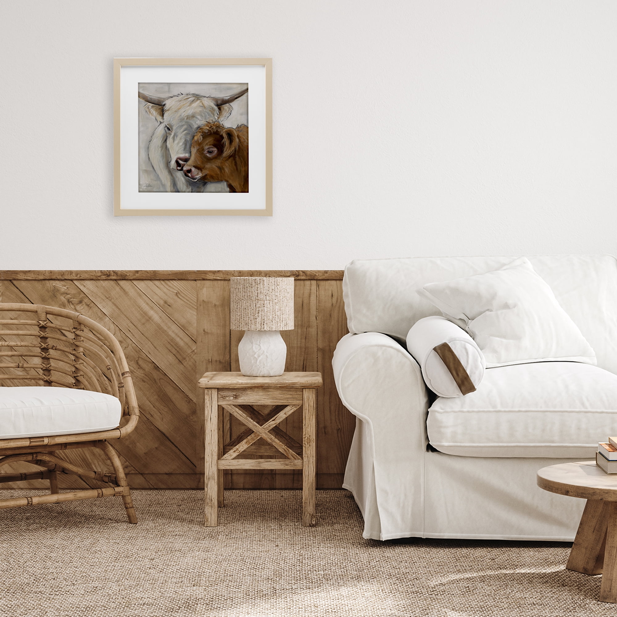 Stupell Industries Highland Cow & Calf Contrasts Birch Framed Print Under Glass, design by Lee Keller