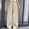 thumbnail image 4 of Lenpel Girls' Wide Leg Pants Lightweight Elastic Waist Textured Casual Loose Summer Trousers Flowy Palazzo Pants 6-17 Y, 4 of 6