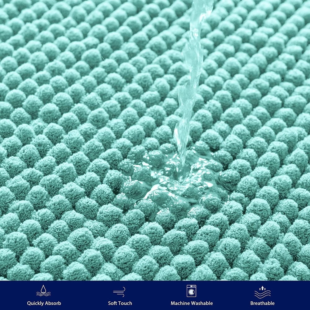 Chun Yi Non-slip Bathroom Rugs Chenille Soft Absorbent Plush Bath Mat (Light Green,20"*32")