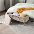 thumbnail image 3 of Comfort Stretch 42.13" Length Velvet Storage Ottoman Bench for Living Room,White Bedroom Bench with Entryway Storage Rectangular Upholstered Fabric Footrest Stool Padded Seat with Golden Metal Leg, 3 of 9