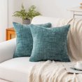 thumbnail image 3 of Deago Pack of 2 Decorative Throw Pillow Covers Soft Chenille Throw Pillows Solid Neutral Farmhouse Textured Cushion Covers for Couch Sofa Bedroom Living Room 18x18 Inch, Teal Blue, 3 of 8