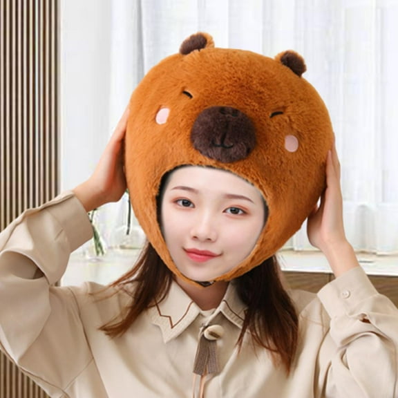 fenteer Capybara Headwear Cute Plush Animal Hat for Stage Performance Birthday Party