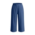 thumbnail image 5 of Miluxas Women's Lightweight Business Casual Capri Pants Elastic Waistband Tapered Loose Fit Capris with Pockets for Summer Daily Wear Loungewear Blue, 5 of 5