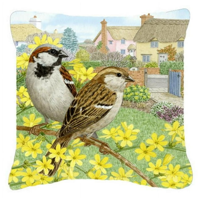 Carolines Treasures ASAD0677PW1414 House Sparrows by Sarah Adams Canvas Decorative Pillow
