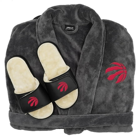 

ISlide Gray Toronto Raptors Faux Fur Slide Sandals & Robe Bundle