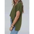 thumbnail image 3 of SHEWIN Womens Tops Plus Size T-Shirts Short Sleeve V Neck Lace Loose Fit Oversized Spring Summer Blouse Green, 3 of 6