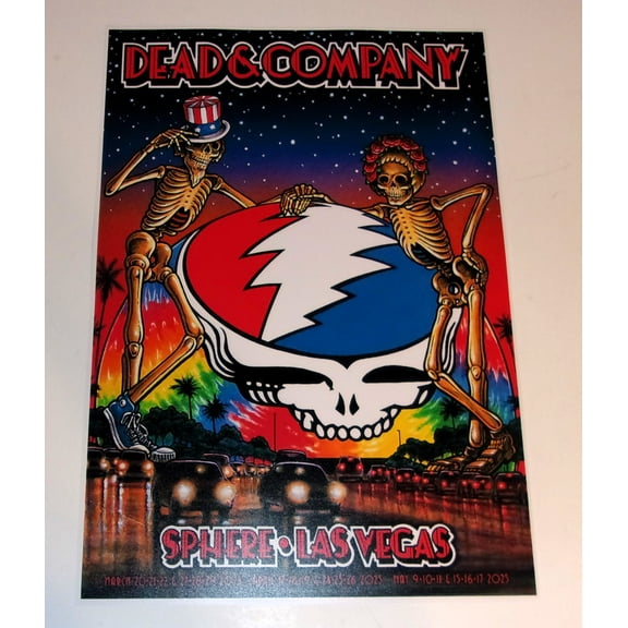 Grateful Dead 2025 Dead & Company Bob Weir, Mickey Hart Vegas S-P-H-E-R-E Poster 19"x13"