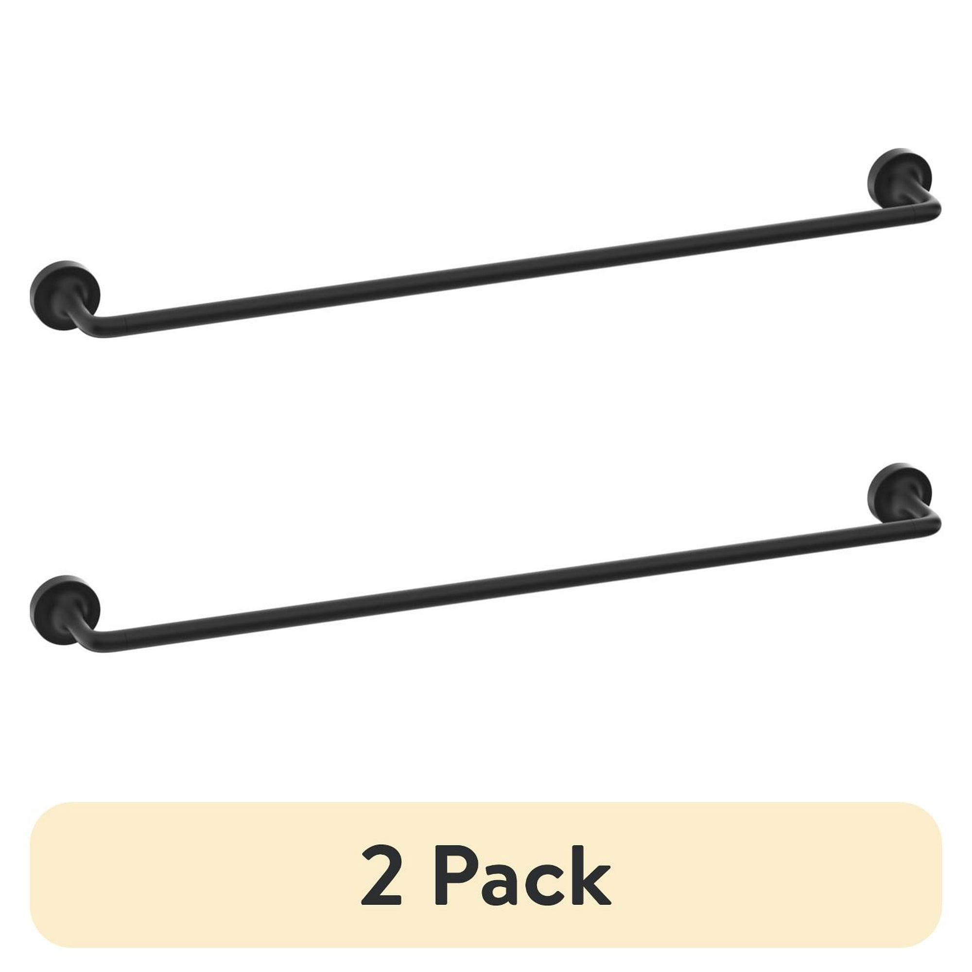 (2 pack) Better Homes & Gardens Clean Modern Collection 24 in Wall Mount Towel Bar, Matte Black