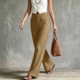 thumbnail image 4 of Women's Linen Wide Leg Pants High Waisted Elastic Back Loose Flowy Trousers with Pockets Summer Casual Beach Vacation Lounge Pants Breathable Daily Wear, 4 of 8