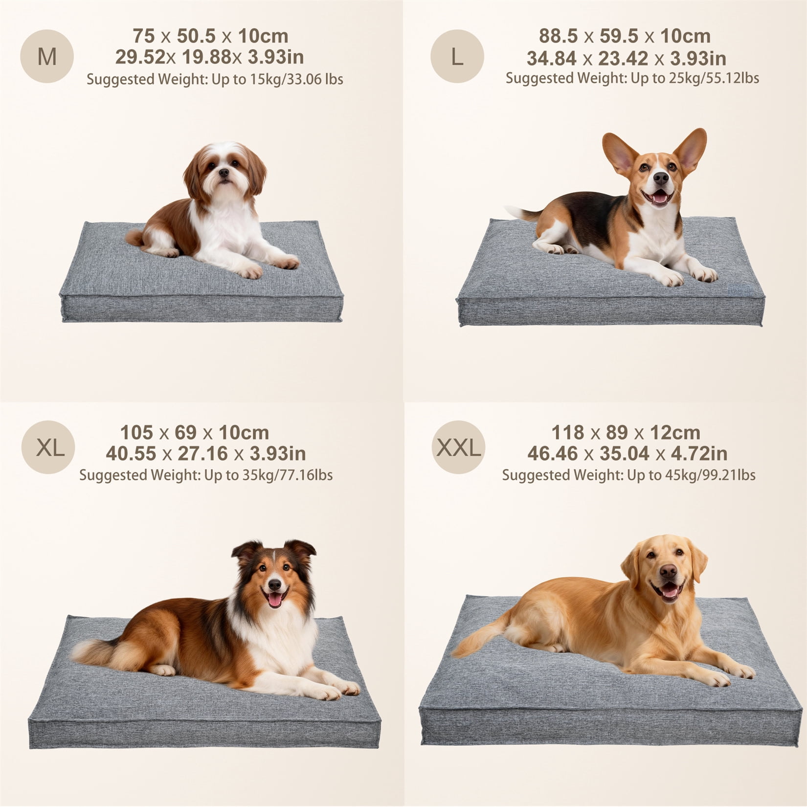 Comfort Dog Bed Pet Pillow Bed Linen Cover Foam Base Cozy Sleep Bed Pet Mat for Cats Kennels XL