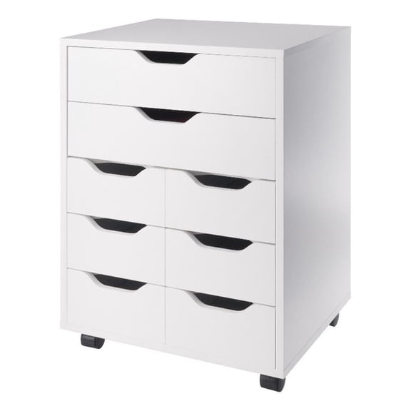 Norfolk 6 Bins 2 Drawer Mobile Cabinet White Finish