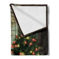 thumbnail image 2 of Christmas Soft Flannel Fleece Throw Blanket, Vintage Ambiance Big Old Fashioned Window Xmas Tree Various Presents, Cozy Plush for Indoor and Outdoor Use, 50" x 70", Brown Red Green, by Ambesonne, 2 of 5
