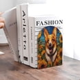 thumbnail image 6 of KLL Artistic Sunflower Corgi Print Wood Book Ends for Shelves,1 Pair Wood Bookends Book Holder Stand Decorative, Book Stoppers for Heavy Duty Books CD File Video Games, 6 of 8