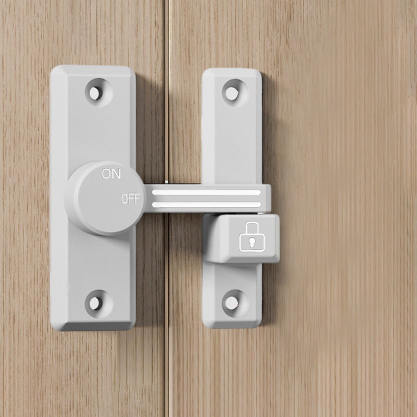 Iuhan No-Drill Door Lock, Sliding Gate Lock and Push-Pull Door Fastener, Adjustable Cabinet Lock Easy-Install Door Stopper for Home Security