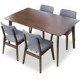 thumbnail image 1 of Akira Modern Solid Wood Walnut Kitchen & Dining Room Table and Chairs for 4, 1 of 7