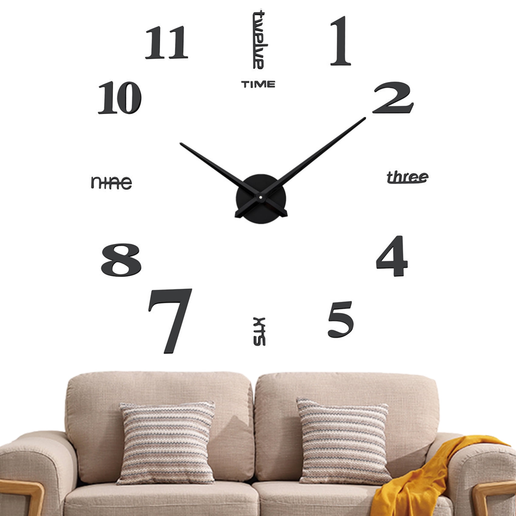 Modern Frameless 3D DIY Wall Clock for Living Room Bedroom Kitchen