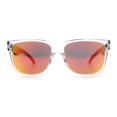 thumbnail image 3 of Colored Mirror Oversized Clear Frame Horn Rim Hipster Rectangle Plastic Sunglasses Orange Mirror, 3 of 6