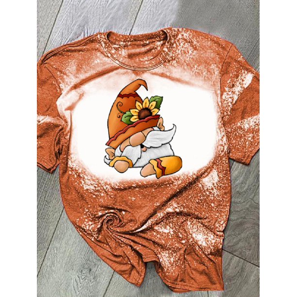 Camiseta Con Estampado De Girasol Y Gnomo Teñido Anudado A La Moda Likrtyny Arte Deco