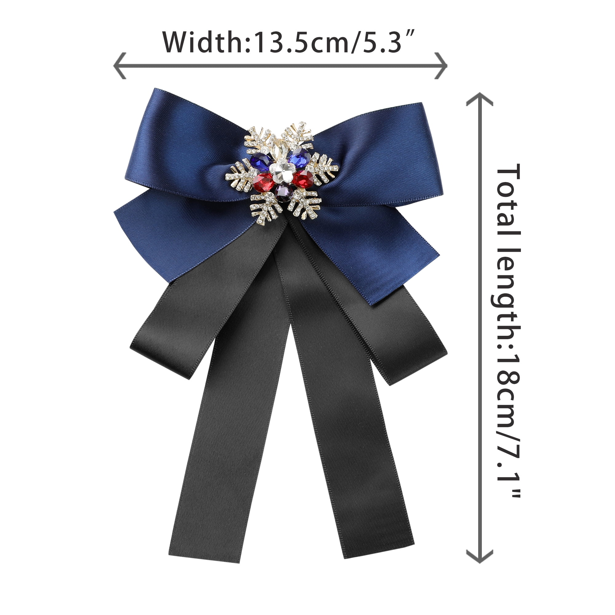 DARING DIVA Women's Christmas Snowflakes Rhinestone Ribbon Big Bow Tie Blue Blck