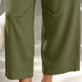 thumbnail image 6 of Womens Pants with Pockets 100% Cotton Decorative Button Drawstring Cropped Pants, 6 of 7