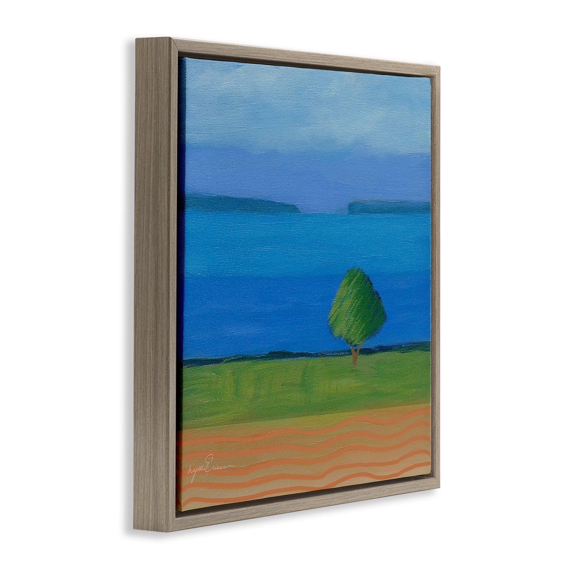 Stupell Industries Lone Tree at Spring Cove Brown Framed Floater Canvas Wall Art, design by Lynn Ericson Fine Art