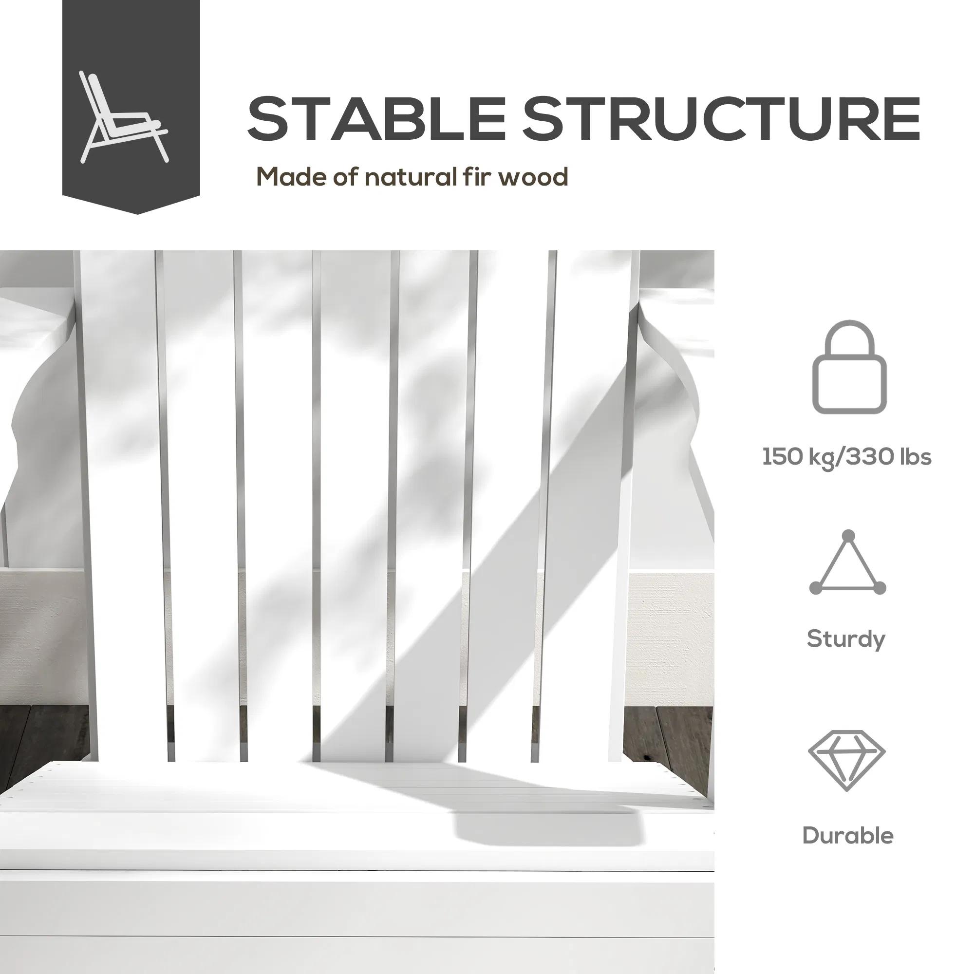 Modern Adirondack Chair with Cupholder for Patio, Garden & Lawn, White