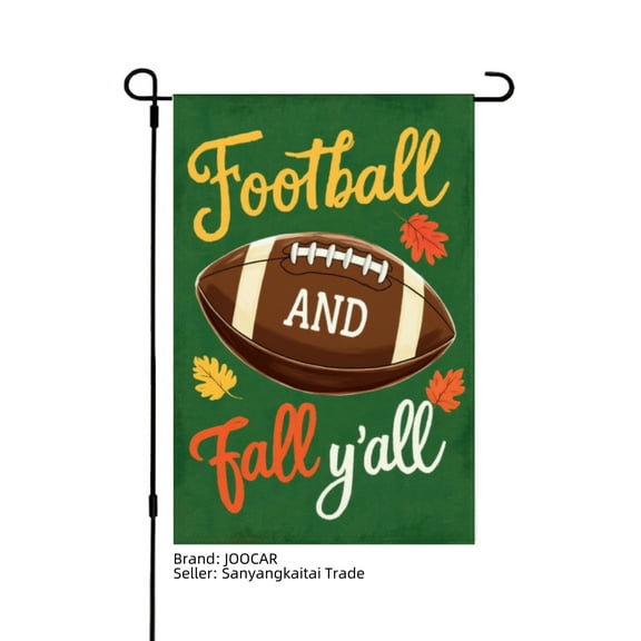 JOOCAR Football and Fall Y'all Linen Garden Flag for Fall Autumn Home Outdoor Garden Yard Door Decor 12x18 inch