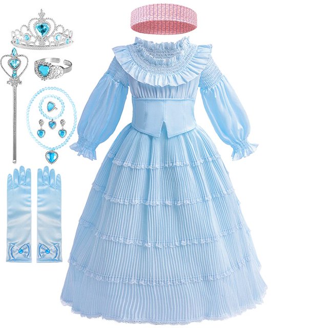 Disfraz de princesa de La Sirenita para niñas, traje plisado de hojas de loto para actuación de escenario, Halloween, Navidad, 2023 Fivean unisex