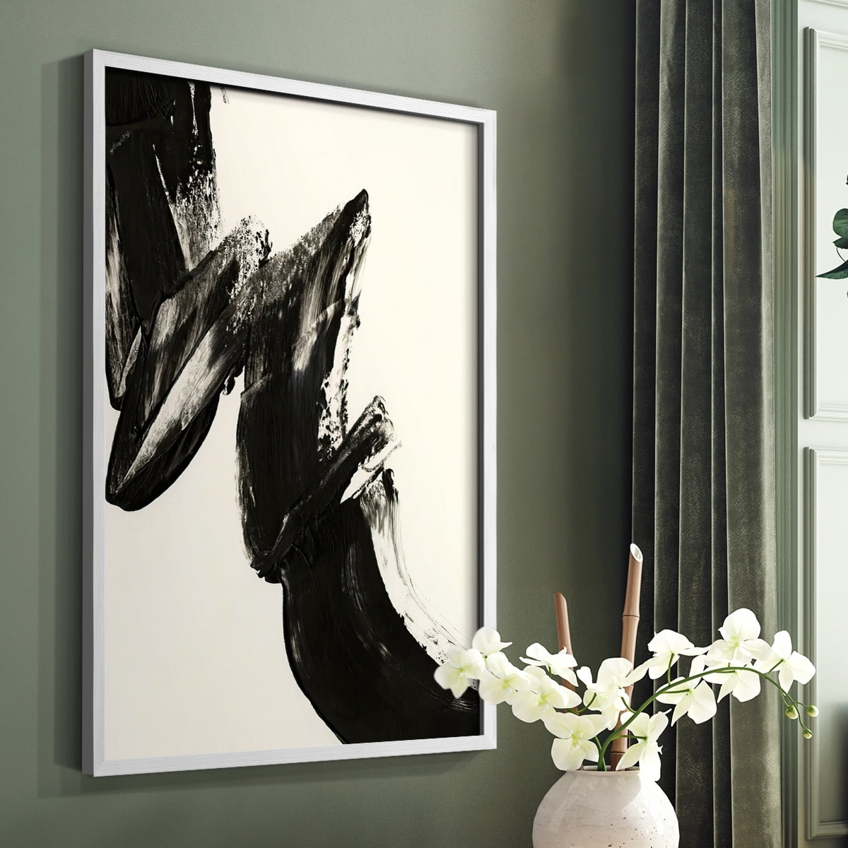 Black Expression II in White Solid Wood 8 x 10 Framed Print