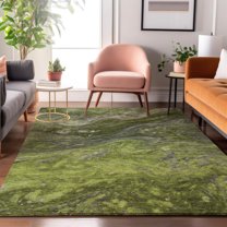 Addison Rugs Mayfield Washable Transitional Abstract Green Rectangle Rug, 3' x 5'